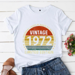 Unisex Vintage 1972 Limited Edition Harajuku T Shirt WoUnisex Creativity Tees 50th Birthday Summer Tshirt Oversize Breathable WoUnisexs Tops S