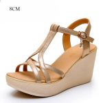 Suurus 33-43 Mugavad Paksude Platvormide Kiiludega Sandaalid Suvi Naiste K&otilde;rged Kontsad Kingad Kontorisse Randa Emale T&ouml;&ouml;le 6CM 8CM 34 beige