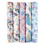 Jaapani stiilis lilleline puuvillakanga komplekt: 5 v&auml;rvi patchwork k&auml;sit&ouml;&ouml;projektide jaoks