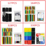 127-530 t&uuml;kiline keskkonnas&otilde;bralik PE kuumkahanevate torude komplekt - v&auml;rviline isolatsiooni mitmekesisuspakend 127pcs (Black, Bagged)
