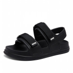 Meeste puhtalt mustad sandaalid suve uus trend pehme tallaga vabaaja rannajalatsid Velcro Vietnam Rooma ema-lapse jalatsid 44 must