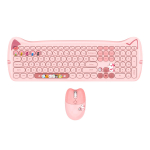 2,4 GHz juhtmevaba klaviatuuri ja hiire komplekt, atraktiivne kontoriklaviatuur k&otilde;rge hea v&auml;ljan&auml;gemise koefitsiendiga roosa