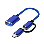 1 tk Adapterikaabel USB emas-mikro-USB isase konverteri adapter LM sinine