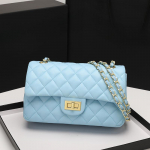 V&auml;ike l&otilde;hnastiilis teemantkettkott, k&otilde;rgekvaliteediline naiste kott, mitmek&uuml;lgne nahast &uuml;he &otilde;la ja &uuml;le keha kantav kott sinine