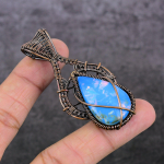 Blue Triplet Opal Handmade Copper Wire Wrap Jewelry Pendant 2.60 d2v71