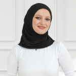 Sportlik instant-hijab naistele, moslemi puuvillane turban, pehme pear&auml;tt, valmis kandmiseks hijabd, palver&otilde;ivad, islami riided must