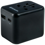 Verbatim Adapter Podr&oacute;żny Eu/Uk/Us2Xusb-A/Usb-C Pd 20W Uta-02 Czarny/Black 49544