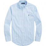 Polo Ralph Lauren Ss24 Triibulise Hobuselogo Tikitud Popliinist Pikkade Varrukatega S&auml;rk Meeste s&auml;rgid Hele-Sinine MNPOWOV16821397-400