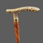 91.44 cm Polish Brass Handle Walking Stick Solid Wood Cane, Gift for Him, Her, Father, Mother, Grandmother, Grandfather