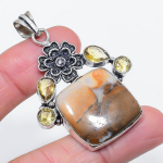 Natural Honey Dendritic, Citrine 925 Sterling Silver Jewelry Pendant 2.21 e4p04