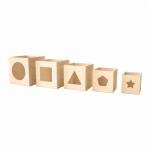 Cubes empilables - Bois - 5 pi&egrave;ces - Personnalisables - Dimensions de 6,5 &agrave; 12 cm - D&eacute;coration cr&eacute;ative beež
