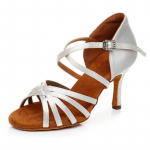 Ladina tantsukingad naistele k&otilde;rge kontsaga siidist tantsukingad daamidele pehme p&otilde;hjaga tantsukingad kontsaga 8,5 cm t&uuml;drukutele salsa ballisaali kingad 34