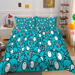 Multikoomikiloomade Tekikoti Komplekt V&auml;rviline Ilus Koomikupardi Tr&uuml;kiga Voodipesu Komplekt Lastele Poistele T&uuml;drukutele EU single(135x200cm)