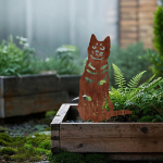 Yard Stake Sign Kitten Silhouette Statue Iron Animal Sculpture Height 30 cm Garden Ornament