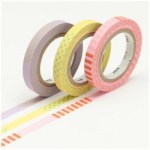 Masking Tape - Slim Deco A - Set de 3 Rouleaux - 6mm x 10m - Rose, Jaune, Parme