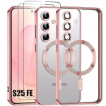 Coque de Protection - BOOLING - Samsung Galaxy S25 FE - Rose - Antichoc - Film Cam&eacute;ra Magn&eacute;tique