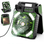 p&auml;ikesek&auml;iguline grillventilaator, telkimisventilaator - 4-k&auml;iguline kaasaskantav ventilaator LED-valgustiga, reguleeritav 90 &deg;, sobib telkidele/v&auml;listingimustesse, roheline/oranž GREEN gray