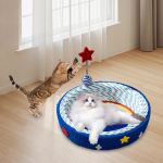 Cat Bed with Scratching Board And Decorative Star Pattern for Relaxing Rest Periods in The Living Small