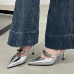 Elegantne Naiste K&otilde;rge Kontsaga Sandaalid Disainer Terava Ninaga Kontsaga Kingad Uus 2025 Suvi Seksikad Pumbad Mood Slingback Naiste Kingad 35 h&otilde;be