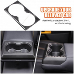 Carbon fiber Rear Seat Armrest cup holder sticker For Ford Ranger Raptor T9 2024