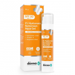 The Derma Co H&uuml;aluroonhape P&auml;ikesekaitsekreem Aqua Geel SPF 50 PA++++ Kerge Niisutav Ei J&auml;ta Valget J&auml;lge Igap&auml;evane P&auml;ikesekaitse 50 g