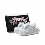Crocs Bow Romantiline Punk Pitsi Purustatud Klomp Klompid Unisex H&otilde;bedane Valge 39-40
