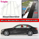 6 tk kroomitud PC-materjalist auto ukse akna piilariposti katteviimistlus Mercedes Benz C-klassile C160 C180 C200 C250 C300 W205 2015- Chrome