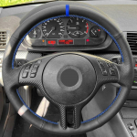 Car Accessories Steering Wheel Cover Microfiber Leather Trim blue bar For BMW E46 Coupe 2000-2006 E39 X5 E53 Z3 E36 2000-2003