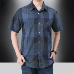 Suvine uus ruuduline l&uuml;hikeste varrukatega s&auml;rk suur meeste puuvillane poolvarrukatega hingav t&ouml;&ouml;riiete &otilde;huke s&auml;rk 5XL sinine