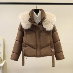 Naiste jope talvine karusnahast krae, pikad varrukad, paksendav Hoia soojas Parkas Korea mood Slim Fit Street Parka mantlid XS