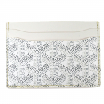 Pristine GOYARD Card Case Saint Sulpice Herringbone white PVC mens Used