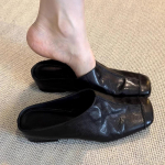 Luksuslikud Naiste Suvised Nahast Sussid Korterid Madalad Laisad Paadi Kingad Slingback Mules Kingad Pehmed Soojad Loafe Naiste Pl&auml;tud Tongs Femme 35 must