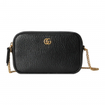 Gucci GG Marmont Double G Logo T&otilde;mblukuga Kett Nahast Mini Risti Keha &Otilde;lakott Naiste kotid Must 772759-CAO0G-1000 Regular Edition,Basic Set (Bag+Dust Bag)