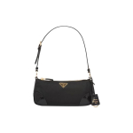 Prada Re-Edition 2002 Emailitud Kolmnurk Metallist Logo T&otilde;mblukuga Sulgemine Taaskasutatud Nailon L&auml;ikiv Nahk K&auml;ekott Naiste k&auml;ekotid Must 1BC201_R789_F0002_V_OOO Basic Set (Bag+Dust Bag)