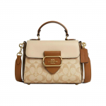 K&auml;ekott Coach Morgan 21 Logoga, kl&otilde;psuga, kaetud l&otilde;uendist ja vasikanahast, &otilde;la- v&otilde;i crossbody-kott, v&auml;ike naiste k&auml;ekott, Khaki CR327-IMWQ4 Basic Set (Bag+Dust Bag)