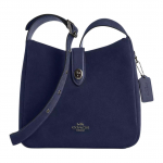 Coach Hadley 25 Metallik Logo Suede Nahast &Otilde;la Crossbody Kott Keskmine Naiste kotid Tumesinine CW004-QBPVH Basic Set (Bag+Dust Bag)