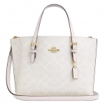 Coach Mollie Logoga Eemaldatava &Otilde;larihmaga Kunstnahast &Otilde;la-Crossbody T&otilde;mblukuga Ostukott Naiste T&otilde;mblukuga Valge CV965-IMXU5 Gift Box Set (Basic Set+Yellow Box)