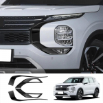 For Mitsubishi Outlander 2016- 2024 Headlight Lamp eyebrow headlight cover trim Front Fog Light Foglight Lamp Cover stikcer For 2022-2024