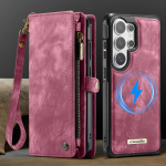Samsung Galaxy S26 Ultra jaoks CaseMe Luksuslik 2-&uuml;hes Eemaldatav Multifunktsionaalne T&otilde;mblukuga Nahast Kaarditaskuga &Uuml;mbris Magnetiline Kate Klapprihm 17.4*8.4*3.9cm veinipunane v&auml;rv