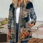 Fashion Ladies Vintage etnilise tr&uuml;kiga pikkade varrukatega jope jakk kardigan top XXL