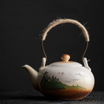 T&ouml;&ouml;tlemata keraamika ehitatud pott Lumelillede teekann Keraamiline teekomplekt Vintage tee valmistamine Western Shi Pot Tianmu glasuurleht teekann savi