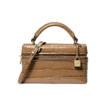 Michael Kors MK Jana Lukk Krokodillimustriga reljeefne Crossbody Nahast Geomeetriline Mini K&auml;ekott Naiste K&auml;ekotid Kameel 32F5GQ1C0E-HUSK Shopping Bag Set(Basic Set+Shopping Bag)