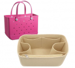 Vildist sisetasku koti korraldaja Bogg Bag Large jaoks, sisemine vahesein, kaasaskantav mitmetaskuline koti kujundaja kummist rannakoti jaoks M 34x13x22cm helebeež v&auml;rv