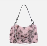 Loomaprindiga Talvised &Otilde;lakotid Naistele Karvane K&auml;ealune Kott Kettkoos Tupsuloomamustriga &Otilde;htukotid Rahakott Crossbody Kott gray