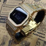 CASIO Kohandatud kell modifitseeritud seeria &otilde;pilase kell t&auml;is teemante kulda DW-5600UBB-1 Kvarts terasest rihm meeste kell b JinManZuanXiaoFangKuai must