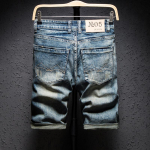 BeatStreet Klassikalised Retro Kulunud Meeste Kirjadega Tr&uuml;kitud Denim L&uuml;hikesed P&uuml;ksid P&otilde;lvepikkusega Sirged Kitsad Rebenenud Trend Punk Mehelik Denim L&uuml;hikesed P&uuml;ksid 28 sinine