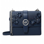 MICHAEL KORS Lilleline Kaunistus Magnetiline Kinnisega PVC Crossbody Kott &Otilde;lakott V&auml;ike Naiste Tumesinine pruun