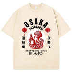 Vintage pestud Osaka Dotonbori joobes kaheksajalg naljakas graafiline t-s&auml;rk Jaapani Harajuku l&uuml;hikeste varrukatega meeste/naiste puuvillane t-s&auml;rk S mitmev&auml;rviline