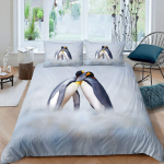 Pingviini tekikottide komplekt Antarktika loomade voodipesukomplekt lastele poistele t&uuml;drukutele multifilmistiilis Kuninglik suurus Talvine teema tekikate EU single(135x200cm)