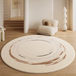 Kreemikas &uuml;mmargune vaip: K&otilde;rgetasemelise stiiliga p&otilde;randamatt magamistuppa, elutuppa, kabinetti, diivani v&otilde;i tooli ette. 200CM Round (Faux Cashmere)